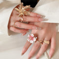 Enamel Flower Irregular Open Ring For Women view 2