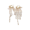 Geometric Crystal Tassel Drop Earrings With Rhinestone Luxury Minimalist Ear Cuff Style view 5