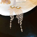 Geometric Crystal Tassel Drop Earrings With Rhinestone Luxury Minimalist Ear Cuff Style view 4
