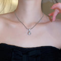 Light Luxury Copper Zircon Round Starburst Pendant Necklace For Women Elegant Collarbone Chain view 4