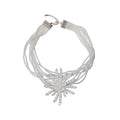 Old Money Style Multilayer Glass Crystal Beaded Fabric Flower Choker Necklace For Women view 5