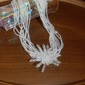 Old Money Style Multilayer Glass Crystal Beaded Fabric Flower Choker Necklace For Women view 2