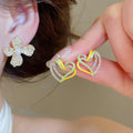 Light Luxury Flower Stud Earrings With Imitation Pearl Zirconia And Silver Needle For Women view 2