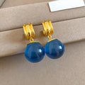 Vintage Lucky Cat Resin Round Geometric Drop Earrings With Silver Needle Minimalist Light Luxury Style view 4