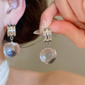 Vintage Lucky Cat Resin Round Geometric Drop Earrings With Silver Needle Minimalist Light Luxury Style view 3