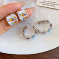 Glass Pearl Zircon Wide C Shape Stud Earrings Oval Geometric Light Luxury Elegant Jewelry view 1