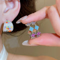 Glass Pearl Zircon Wide C Shape Stud Earrings Oval Geometric Light Luxury Elegant Jewelry view 2