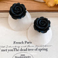 Light Luxury Resin Flower Oval Stud Earrings For Women, European Style Silver Needle Jewelry view 4