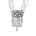 Palace Style Faux Pearl Beaded Rhinestone Geometric Teardrop Tassel Choker Necklace view 5