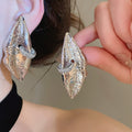 Rhinestone Lip Metal Stud Earrings For Women European American Statement Geometric Jewelry view 3