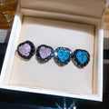 Copper Zircon Heart Ice-Crushed Stud Earrings Sweet Cool Light Luxury Evening Jewelry for Women view 3