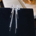Sweet Korean Balletcore Copper Lace Bow Tassel Drop Earrings For Women view 2