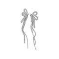 Sweet Korean Balletcore Copper Lace Bow Tassel Drop Earrings For Women view 5