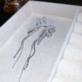 Sweet Korean Balletcore Copper Lace Bow Tassel Drop Earrings For Women view 4