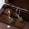 Vintage Water Drop Dangle Earrings With Seaweed Sticker Pattern, Minimal Artistic Fashion Jewelry For Women view 3