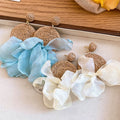 Raffia Straw Round Pendant Drop Earrings With Silver Pins Vacation Style Chiffon Jewelry For Women view 2