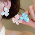 Alloy Pearl Flower Drop Earrings Sweet Vacation Style Silver Needle Stud Jewelry view 2
