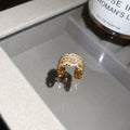 French Lace Zircon C-Shaped Copper Clip-on Earrings, Light Luxury Vintage Ear Cuffs view 4