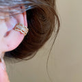 French Lace Zircon C-Shaped Copper Clip-on Earrings, Light Luxury Vintage Ear Cuffs view 3