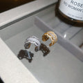 French Lace Zircon C-Shaped Copper Clip-on Earrings, Light Luxury Vintage Ear Cuffs view 2
