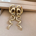 Irregular Geometric Alloy Drop Earrings With Silver Pins, Vintage Minimalist Statement Jewelry view 4