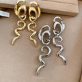 Irregular Geometric Alloy Drop Earrings With Silver Pins, Vintage Minimalist Statement Jewelry view 2