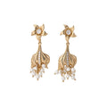 Vintage Copper Pearl Rhinestone Fishtail Pendant Drop Earrings And Necklace Jewelry Set view 5