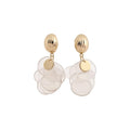 14K Gold Plated Shell Round Tassel Drop Earrings Minimalist Light Luxury Geometric Stud Style view 5