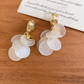 14K Gold Plated Shell Round Tassel Drop Earrings Minimalist Light Luxury Geometric Stud Style view 3