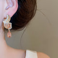 Vintage Copper Zircon Square Waterdrop Pendant Drop Earrings For Women Light Luxury Jewelry view 4