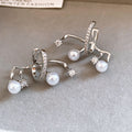 French Irregular Faux Pearl Zircon Geometric Clip-on Earrings For Women No Piercing Ear Cuffs view 2