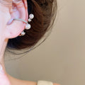 French Irregular Faux Pearl Zircon Geometric Clip-on Earrings For Women No Piercing Ear Cuffs view 3