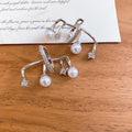French Irregular Faux Pearl Zircon Geometric Clip-on Earrings For Women No Piercing Ear Cuffs view 4