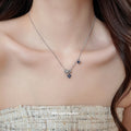 French Light Luxury Copper Zircon Round Flower Adjustable Collarbone Necklace For Women view 3