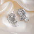 Elegant Ocean Style Alloy Conch Shell Spiral Metal Faux Pearl Drop Beach Vacation Statement Earrings view 4