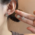 Elegant Korean Luxury Square Zircon Halo Studs For Women Rhinestone Alloy Silver Needle Earrings view 1