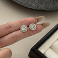 Elegant Korean Luxury Square Zircon Halo Studs For Women Rhinestone Alloy Silver Needle Earrings view 4