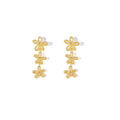 Elegant Gold Alloy Hollow Flower Drop Stud Earrings For Women Korean Long Dangle Floral Earrings view 5