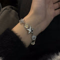 Y2K Alloy Rhinestone Flower Star Heart Pendant Bangle Light Luxury Minimalist Bracelet view 3