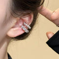 Light Luxury C-Shaped Faux Pearl Zircon Clip-on Earrings, Multilayer Sparkle Ear Cuffs view 1