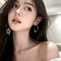Sparkling Zircon Double Five Point Star Resin Hoop Earrings Sweet Cool Statement Jewelry view 3