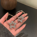 Sparkling Zircon Double Five Point Star Resin Hoop Earrings Sweet Cool Statement Jewelry view 2