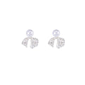 Elegant Pearl Bow Lace Ribbon Rhinestone Stud Earrings For Women Luxury Fashion Silver Needle Earrings view 5