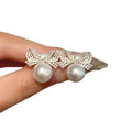 Silver Needle Zircon Bow Faux Pearl Stud Earrings French Elegant Light Luxury Office Jewelry view 5