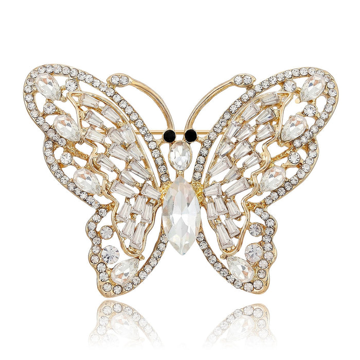 Alloy Enamel Butterfly Rhinestone Brooch Pin For Women Suit Decoration