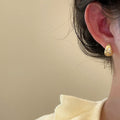 Light Luxury Copper Earrings With Zircon Starburst Brushed Round French Style Design view 2