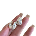 Light Luxury Copper Earrings With Zircon Starburst Brushed Round French Style Design view 5