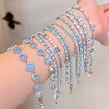 Korean Style Sparkling Zircon Flower Copper Beaded Bracelet With Geometric Ring Charm view 4