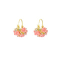 Elegant Luxury Gold Alloy Hoops With Ivory Rose Flower Charms And Rhinestone Petal Drop Earrings view 5