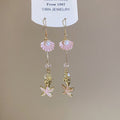 Bohemian Vacation Style Starfish Conch Pearl Crystal Enamel Pendant Drop Earrings view 4